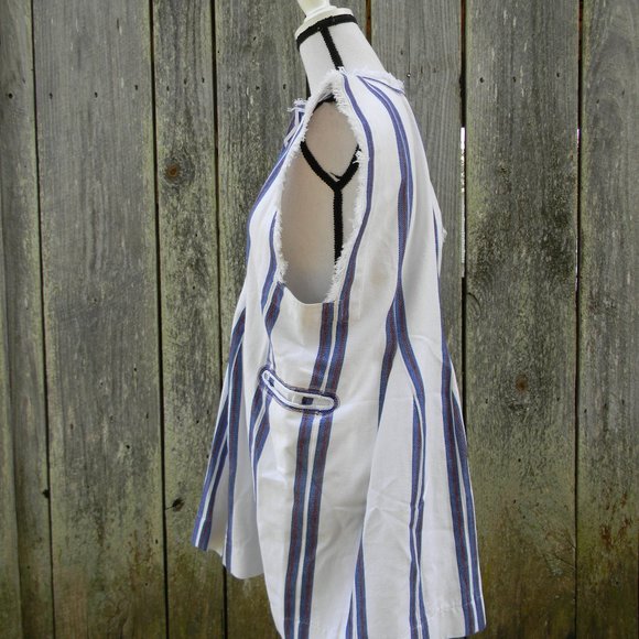 ISABEL ETOILE MARANT GORGEOUS COTTON STRIPED FRINGED V-NECK DRESS RESORT SZ 0 - Picture 2 of 6